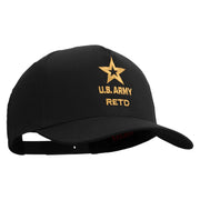 Licensed Star U.S. Army Retired Military Embroidered Solid Cotton Twill 5 Panel Prostyle Snap Cap - Black OSFM