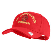 2nd Marine Division Veteran Embroidered 6 Panel Structured Cotton Twill Cap Made in USA - Red OSFM