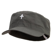 Patriarchal Cross Embroidered Big Size Fitted Cotton Ripstop Military Army Cap - Olive 7