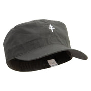 Patriarchal Cross Embroidered Big Size Fitted Cotton Ripstop Military Army Cap - Olive 7