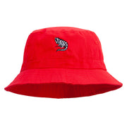 Iguana Sketch Embroidered Pigment Dyed Bucket Hat - Red OSFM