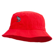 Iguana Sketch Embroidered Pigment Dyed Bucket Hat - Red OSFM