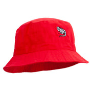 Iguana Sketch Embroidered Pigment Dyed Bucket Hat - Red OSFM