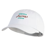 Someone in Arizona Loves Me Embroidered Low Profile Pet Spun Washed Cap - White OSFM