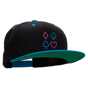 Neon Card Suits Embroidered Wool Blend Classic Snapback