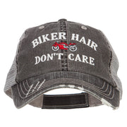 Biker Hair Don't Care Embroidered Cotton Mesh Cap