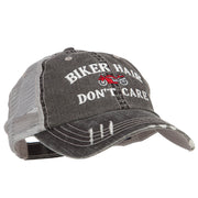 Biker Hair Don't Care Embroidered Cotton Mesh Cap