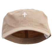 Patriarchal Cross Embroidered Big Size Fitted Cotton Ripstop Military Army Cap - Khaki 7