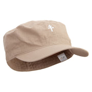 Patriarchal Cross Embroidered Big Size Fitted Cotton Ripstop Military Army Cap - Khaki 7