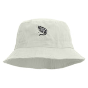 Iguana Sketch Embroidered Pigment Dyed Bucket Hat - White OSFM