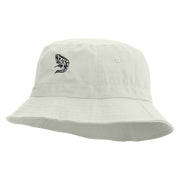 Iguana Sketch Embroidered Pigment Dyed Bucket Hat - White OSFM