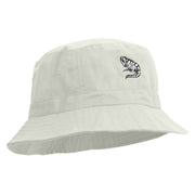 Iguana Sketch Embroidered Pigment Dyed Bucket Hat - White OSFM