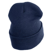 US Air Force Wing with Veteran Logo Embroidered 12 Inch Long Beanie - Navy OSFM