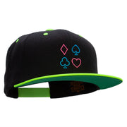 Neon Card Suits Embroidered Wool Blend Classic Snapback