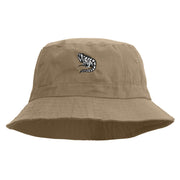 Iguana Sketch Embroidered Pigment Dyed Bucket Hat - Khaki OSFM