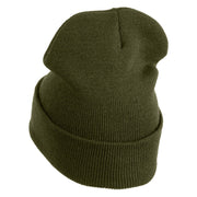 US Air Force Wing with Veteran Logo Embroidered 12 Inch Long Beanie - Olive OSFM