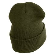 US Air Force Wing with Veteran Logo Embroidered 12 Inch Long Beanie - Olive OSFM