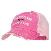 Biker Hair Don't Care Embroidered Cotton Mesh Cap