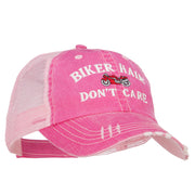 Biker Hair Don't Care Embroidered Cotton Mesh Cap