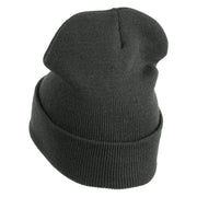 US Air Force Wing with Veteran Logo Embroidered 12 Inch Long Beanie - Charcoal OSFM