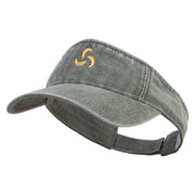 Abstract Fan Sign Embroidered Washed Pigment Dyed Cotton Twill Visor - Olive OSFM