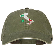 Italy Flag Map Embroidered Washed Cotton Twill Cap