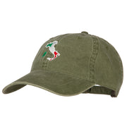 Italy Flag Map Embroidered Washed Cotton Twill Cap