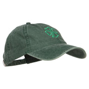 Irish Four Leaf Clover Embroidered Washed Cap