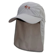 Moose Embroidered Flap Hat - Grey OSFM