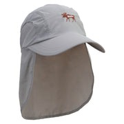 Moose Embroidered Flap Hat - Grey OSFM