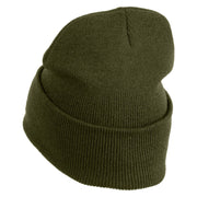 US Air Force Retired with Wing Logo Embroidered 12 Inch Long Beanie - Olive OSFM