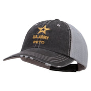 Licensed Star US Army Retired Military Embroidered Low Profile Special Cotton Mesh Cap - Black OSFM