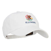 Illinois State Flag Embroidered Unstructured Washed Cap