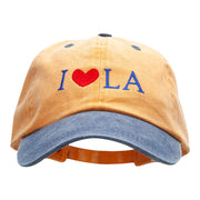 I Love LA Embroidered Pigment Dyed Wash Caps