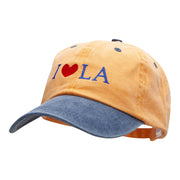 I Love LA Embroidered Pigment Dyed Wash Caps