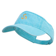 Abstract Fan Sign Embroidered Washed Pigment Dyed Cotton Twill Visor - Aqua OSFM