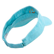 Abstract Fan Sign Embroidered Washed Pigment Dyed Cotton Twill Visor - Aqua OSFM