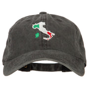 Italy Flag Map Embroidered Washed Cotton Twill Cap