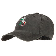 Italy Flag Map Embroidered Washed Cotton Twill Cap