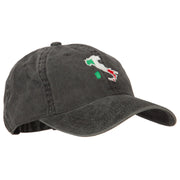 Italy Flag Map Embroidered Washed Cotton Twill Cap