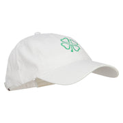 Irish Four Leaf Clover Embroidered Washed Cap