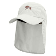 Moose Embroidered Flap Hat - White OSFM