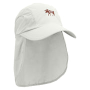 Moose Embroidered Flap Hat - White OSFM