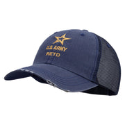Licensed Star US Army Retired Military Embroidered Low Profile Special Cotton Mesh Cap - Navy OSFM