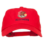 Illinois State Flag Embroidered Unstructured Washed Cap