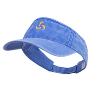 Abstract Fan Sign Embroidered Washed Pigment Dyed Cotton Twill Visor - Royal OSFM