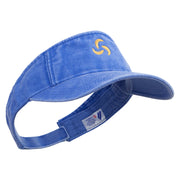 Abstract Fan Sign Embroidered Washed Pigment Dyed Cotton Twill Visor - Royal OSFM