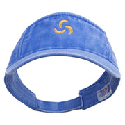 Abstract Fan Sign Embroidered Washed Pigment Dyed Cotton Twill Visor - Royal OSFM