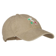 Italy Flag Map Embroidered Washed Cotton Twill Cap