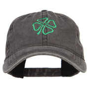 Irish Four Leaf Clover Embroidered Washed Cap